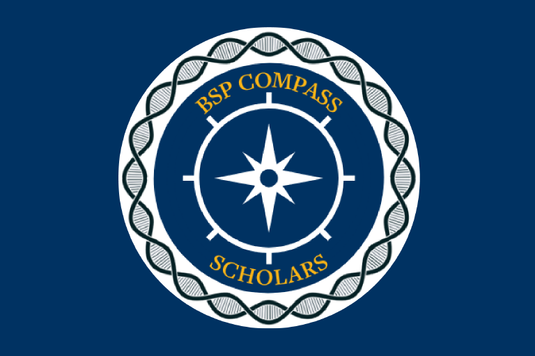 BSP COMPASS Scholars logo on a navy blue background