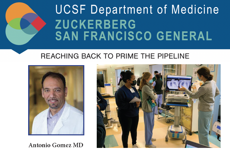 ZSFG Newsletter banner with Dr. Antonio Gomez portrait and photo of students in hospital setting